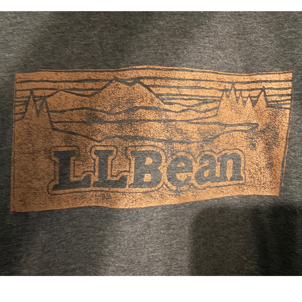 LL Bean Men's L Hoodie Gray Graphic Logo Mountain Sweatshirt Regular 508293 - Picture 3 of 5